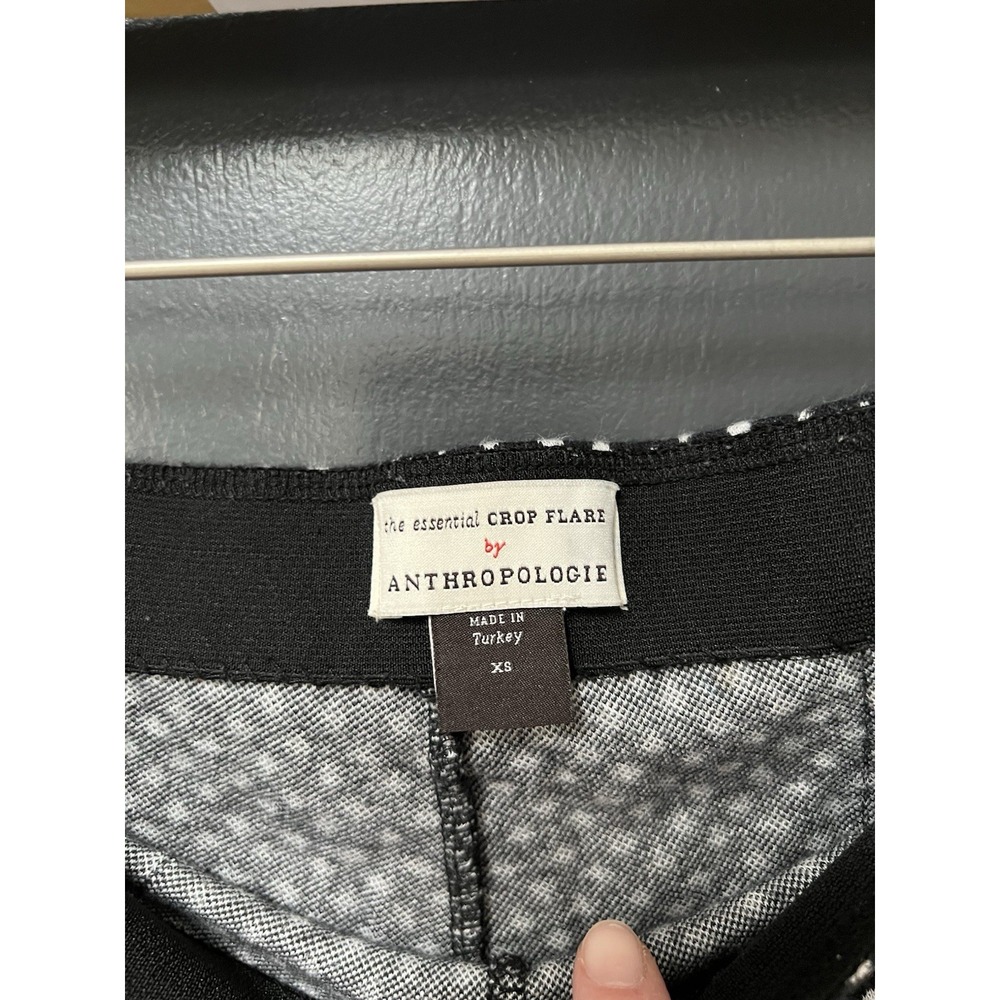 Anthropologie The Essential Crop Flare Pants Women's SZ XS Black White Diamond - Picture 3 of 4